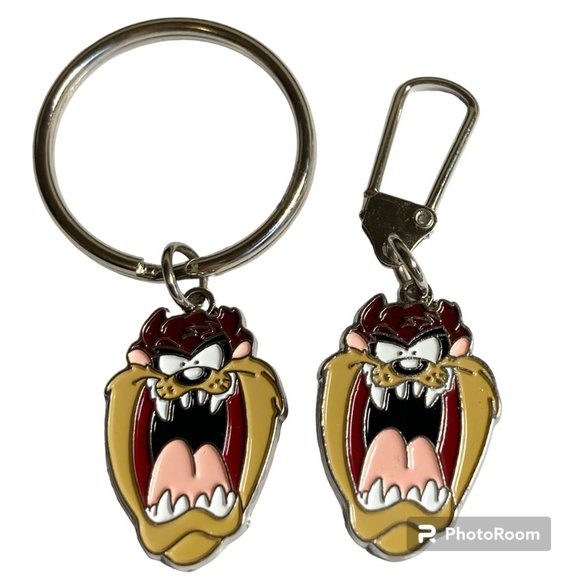 Vintage Taz Tas Tasmanian Devil Keychain Zipper Pull Warner Bros Looney Tunes - Picture 1 of 9